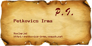Petkovics Irma névjegykártya