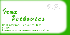 irma petkovics business card